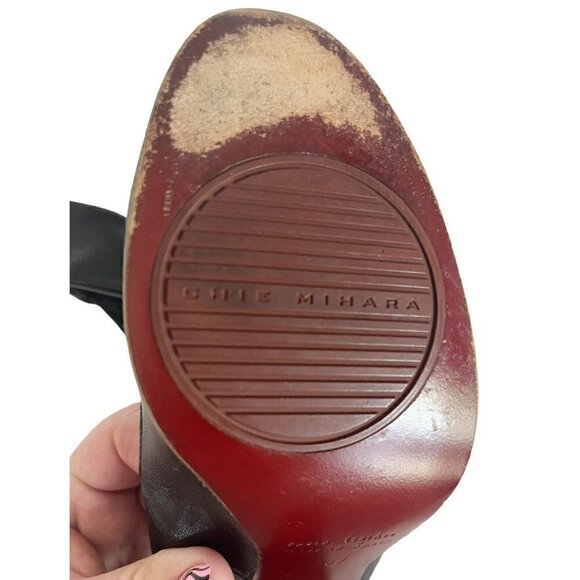 Chie Mihara Women's Sz 37 Black Leather Wrap Ankle Strap  Heels 6.5 - Picture 11 of 12